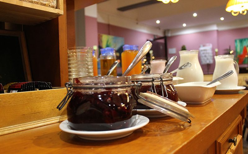 Breakfast counter with jam