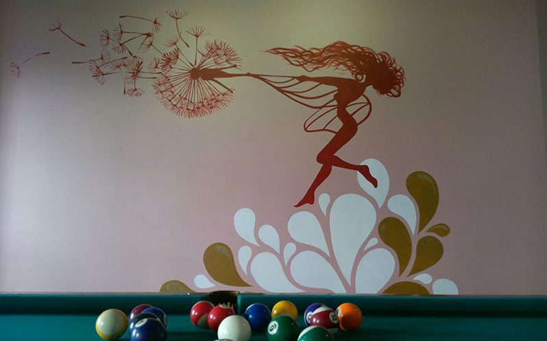 Wall painting with billiard balls