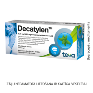 Decatylen™ 0,25 mg/0,03 mg sūkājamās tabletes N20