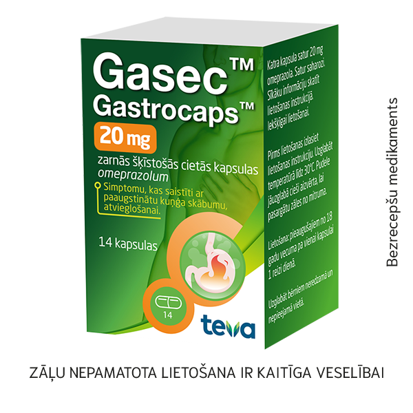 Gasec™ Gastrocaps™ 20 mg zarnās šķīstošās cietās kapsulas N14