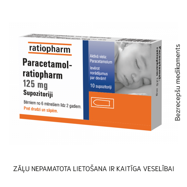 Paracetamol-ratiopharm 125 mg supozitoriji N10